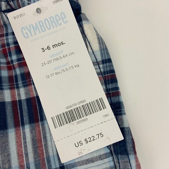 Gymboree Boys Plaid Cargo Shorts 3-6M NWT - Picture 2 of 7